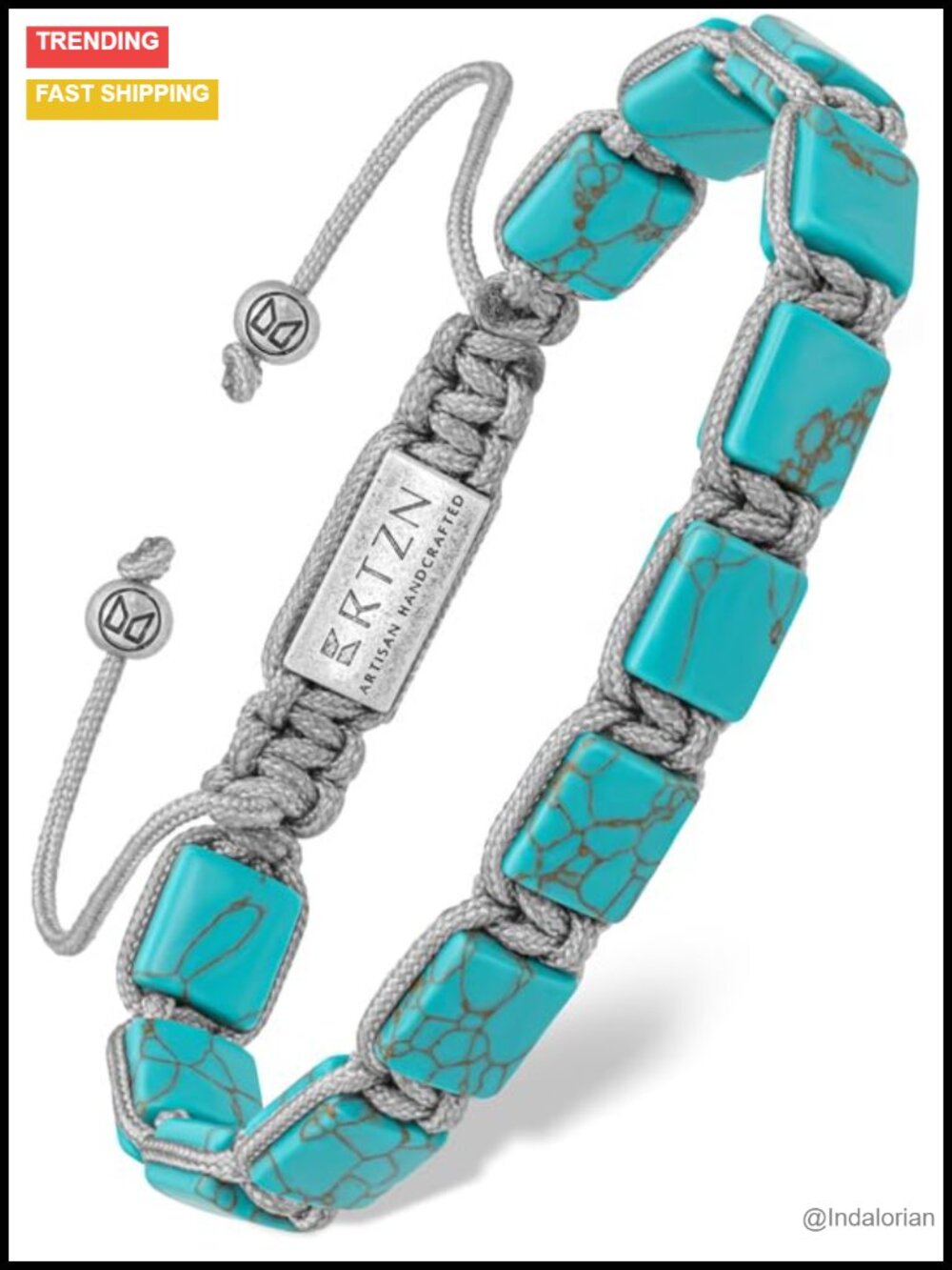 Handcrafted Natural Turquoise Beaded Bracelet Adjustable Unisex